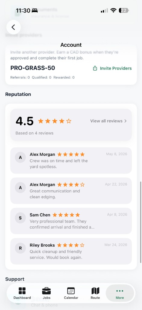 Reviews and reputation — verified ratings in the GraSnoW app